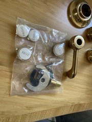 RH Restoration Hardware Bistro Lever Handle Wide Spread Faucet Aged Brass 057