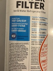 Samsung Refrigerator Water Filter -NO BOX DA97-17376B HAF-QIN/EXP Sealed Packag