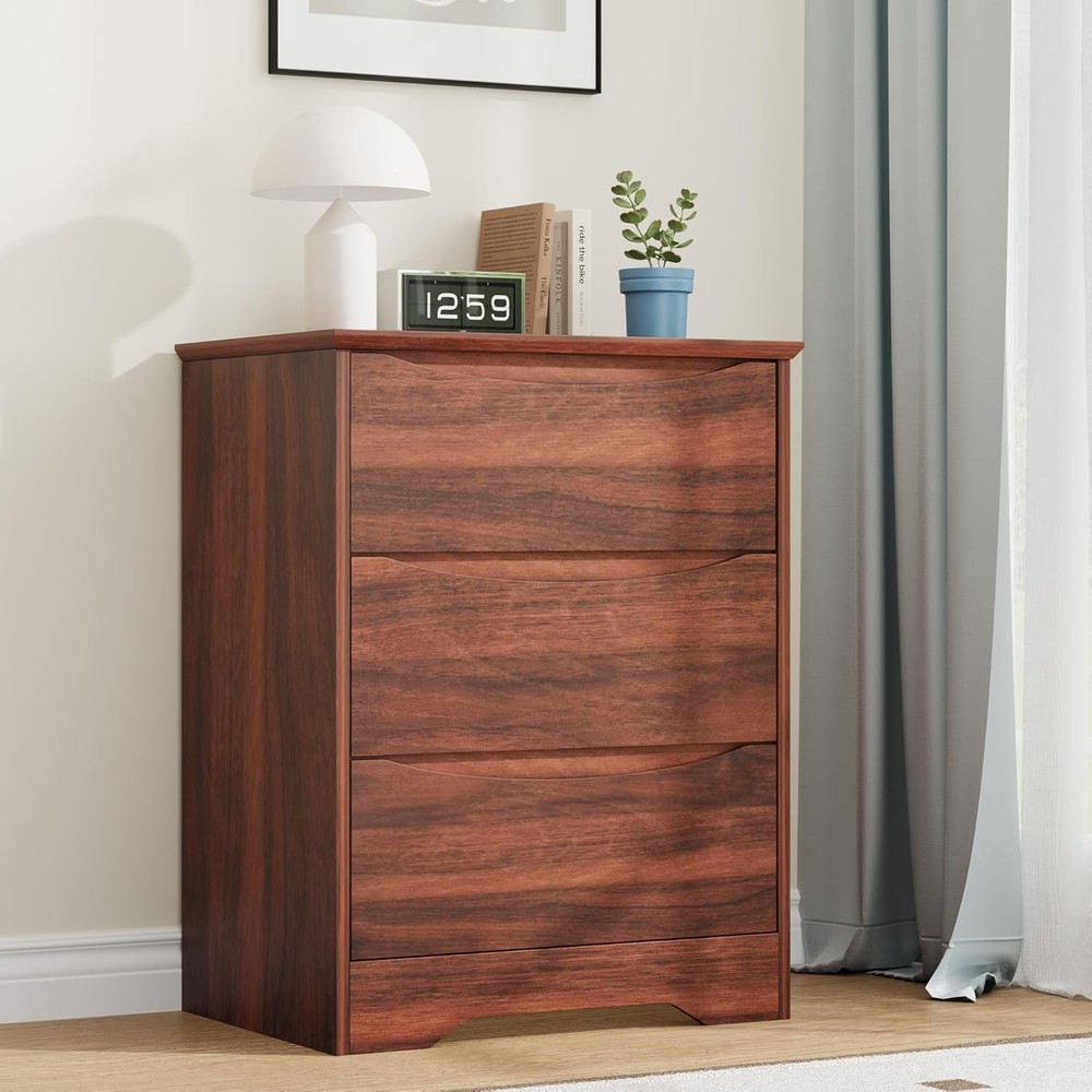 3 Drawer Dresser for Bedroom, Wooden Dresser with Deep Storage & Wide Top