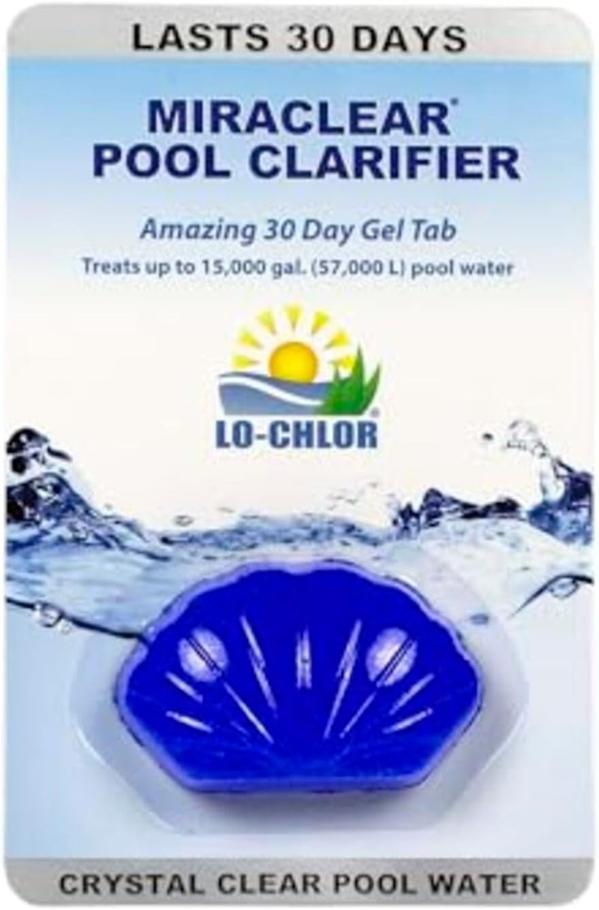 Lo-Chlor Miraclear Pool Clarifier – 30 Days Crystal Clear Water, 1.4 Oz Tablet