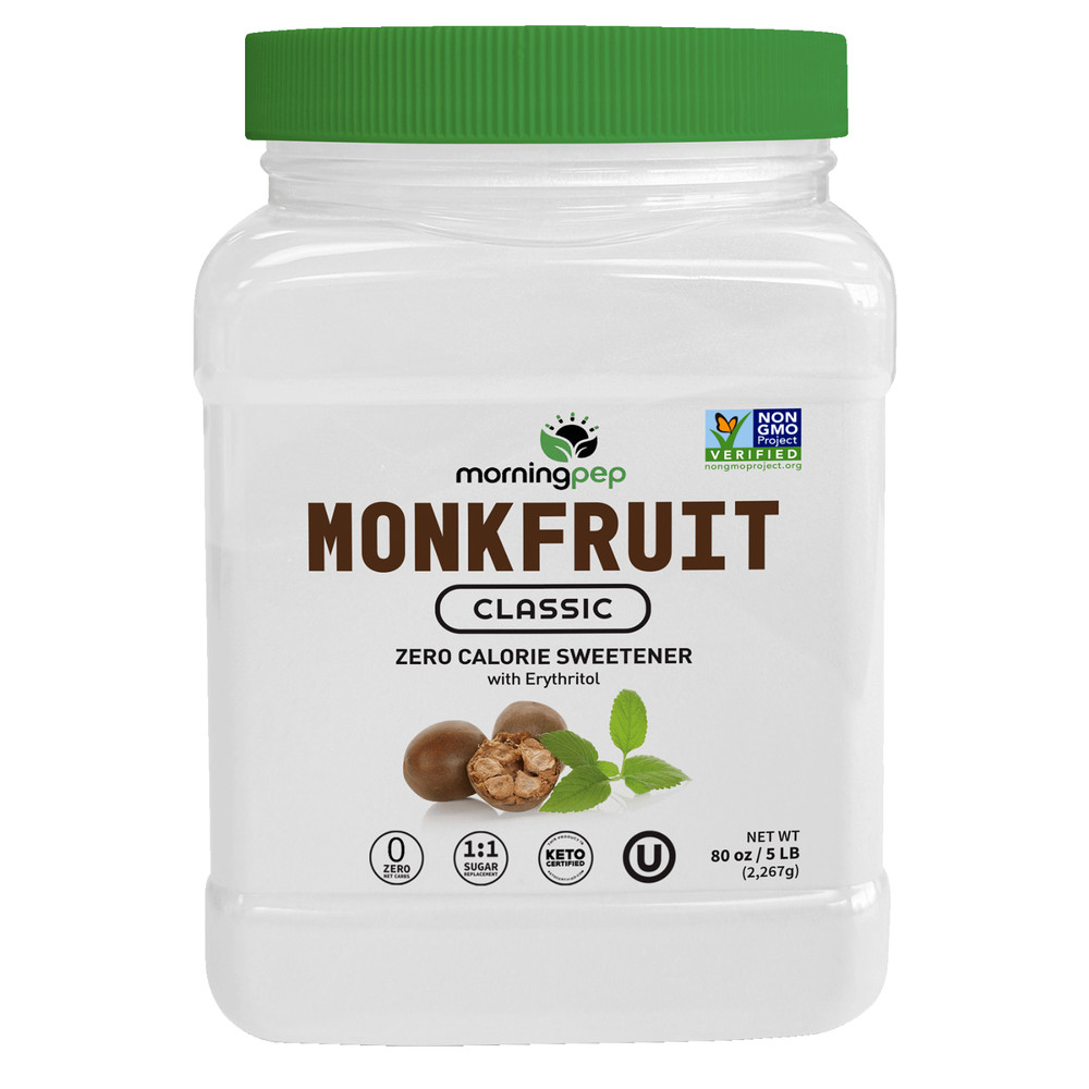 Morning Pep Monk Fruit Sweetener, Classic White Sugar Substitute 5lb