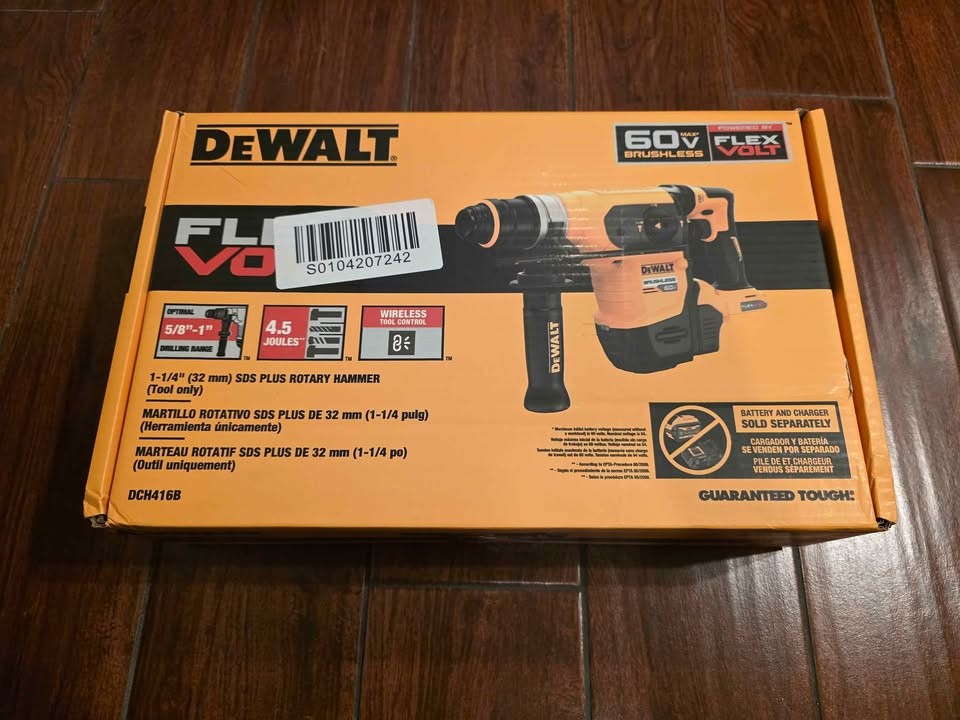 DeWalt, 60V MAX, 1-1/4 in., Brushless, Cordless, SDS, PLUS, Rotary, Hammer, Tool