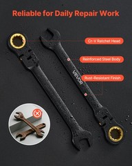 VEVOR Flex-Head Ratcheting Wrench Set Combination Wrench Set 24-Piece Black