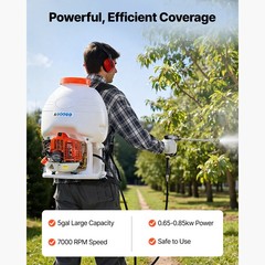 Uimoso Gas-Powered Backpack Sprayer, 26.5CC Engine, 5-Gal Capacity for Gardening