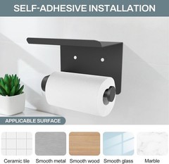 Matte Black Toilet Paper Roll Holder with Shelf SetSail Wall Mount