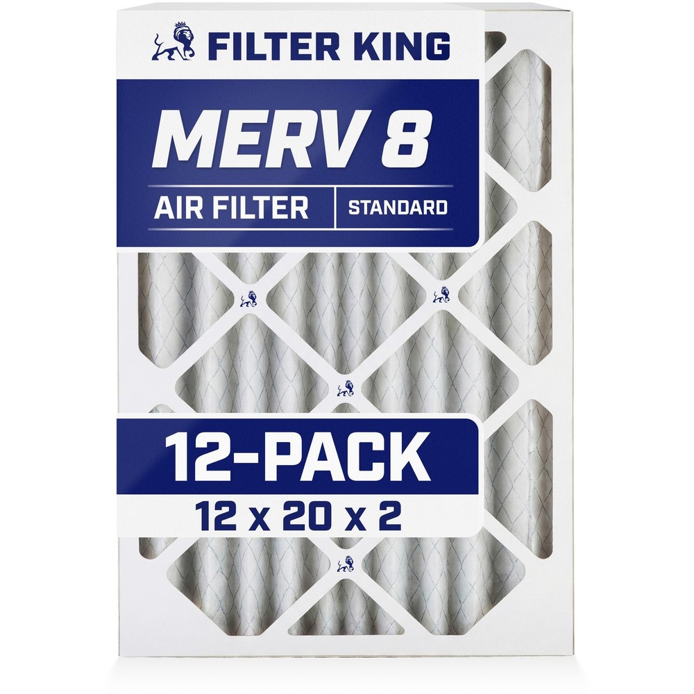 Filter King 12x20x2 Air Filter 12-PACK MERV 8 Actual Size 11.75 x 19.75 x .75″