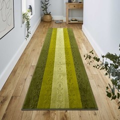 Non Skid, Machine Washable, Hallway, Kitchen Runner Rug, Custom Length, Green