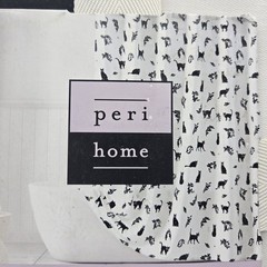 Peri Home Shower Curtain Whispering Cats Halloween Black & White 72 x 72 Anytime