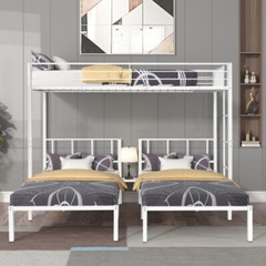 Twin Over Twin & Twin Triple Bunk Bed Platform Bed Frames For Kids Teens Adults