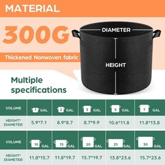 Jorvila 5pk 5Gal Heavy Duty 300G Fabric Planter Bags for Tomato Potato