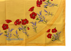 French Provencal Coated Tablecloth Poppies & Lavender 59 X 98 Made In France