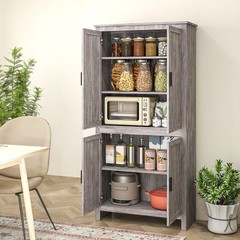 64″ 4-Door Freestanding Kitchen Pantry Cabinet with 5-Tier Shelves,Refurbised