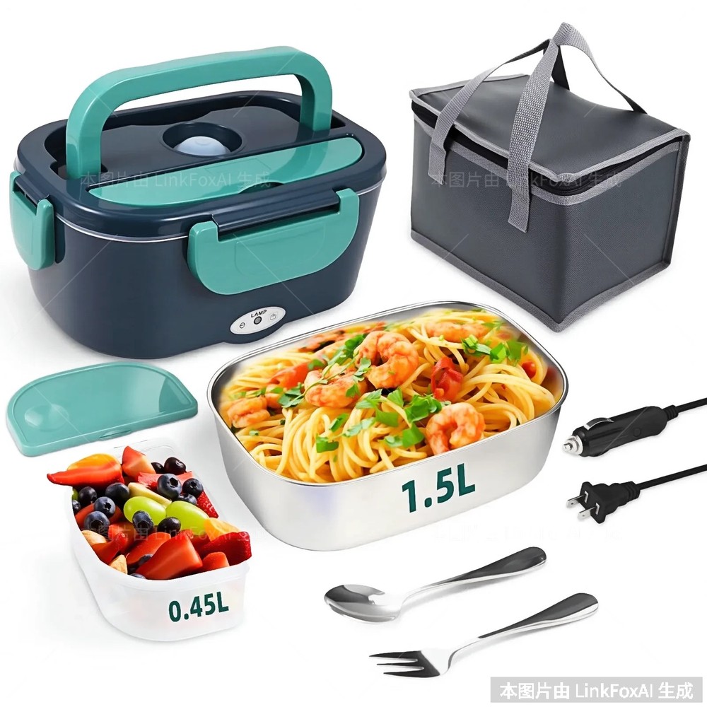 1.5L Electric Heating Lunch Box Portable for Car Office Food Warmer Container US