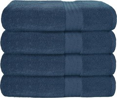 Glamburg 4 Pack Everyday Bath Towels in Mineral Blue, 100% Cotton NEW