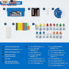 K-2006-SALT FAS-DPD, 9-In-1 Pool & Spa Test Kit, Free & Combined Chlorine, Ph, A