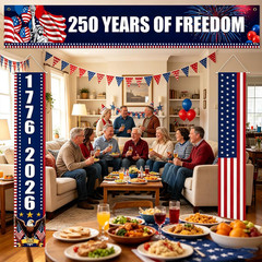 250Th Anniversary Banners 3 Pcs Patriotic Decorations 250 Years of Freedom Hangi