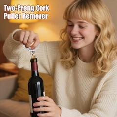 Two-Prong Cork Puller Remover Ah-So Old Wine Opener Multifunction Beer Corkscrew