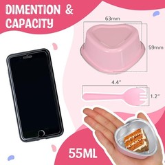 60 Sets Mini Heart Cake Pan with Lids and Scoops 1.86 Oz/ 55 ml Mini Heart