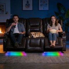 Recliner Sofa 3-seater Reclining Couch PU Leather Loveseat Home Theater Seating