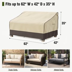 MR.COVER Waterproof Outdoor Couch Cover, Heavy Duty Patio Sofa Cover Brown Khaki