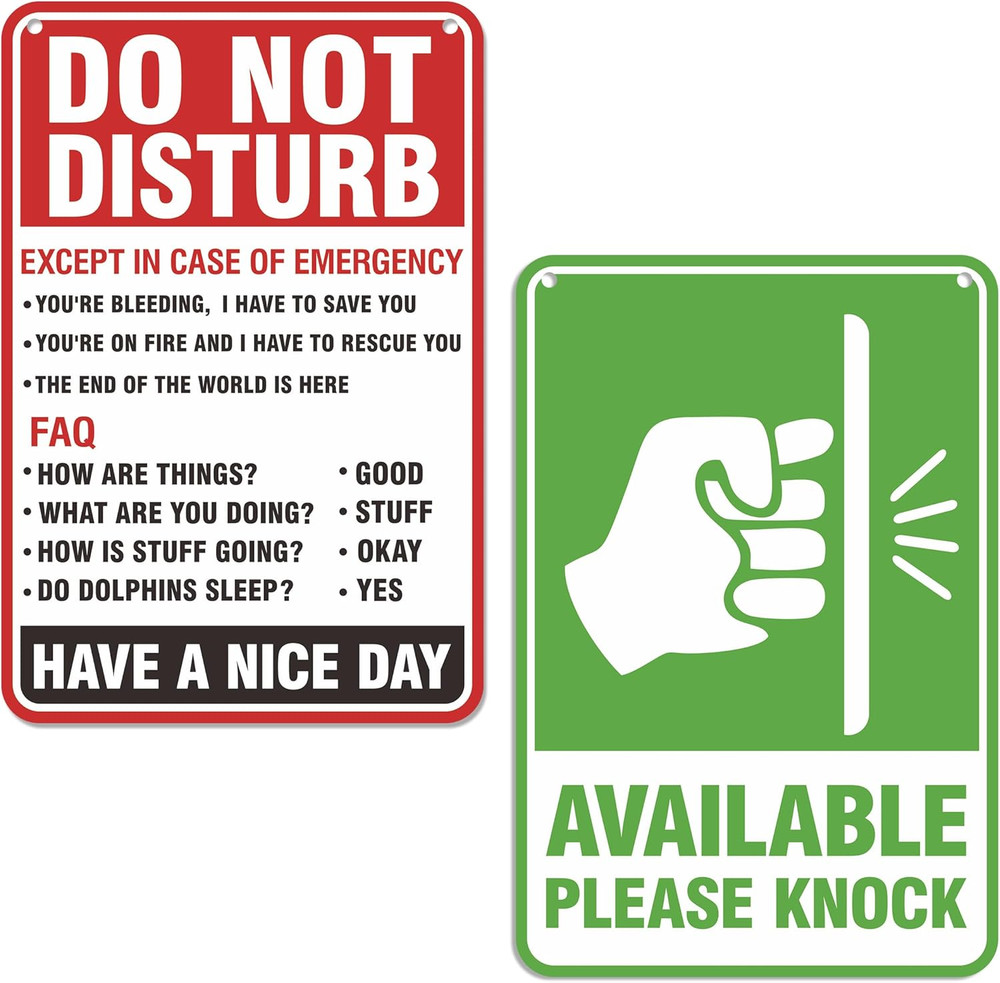 Do Not Disturb Door Hanger Sign, Available Please Knock Sign, Double-Sided PVC F