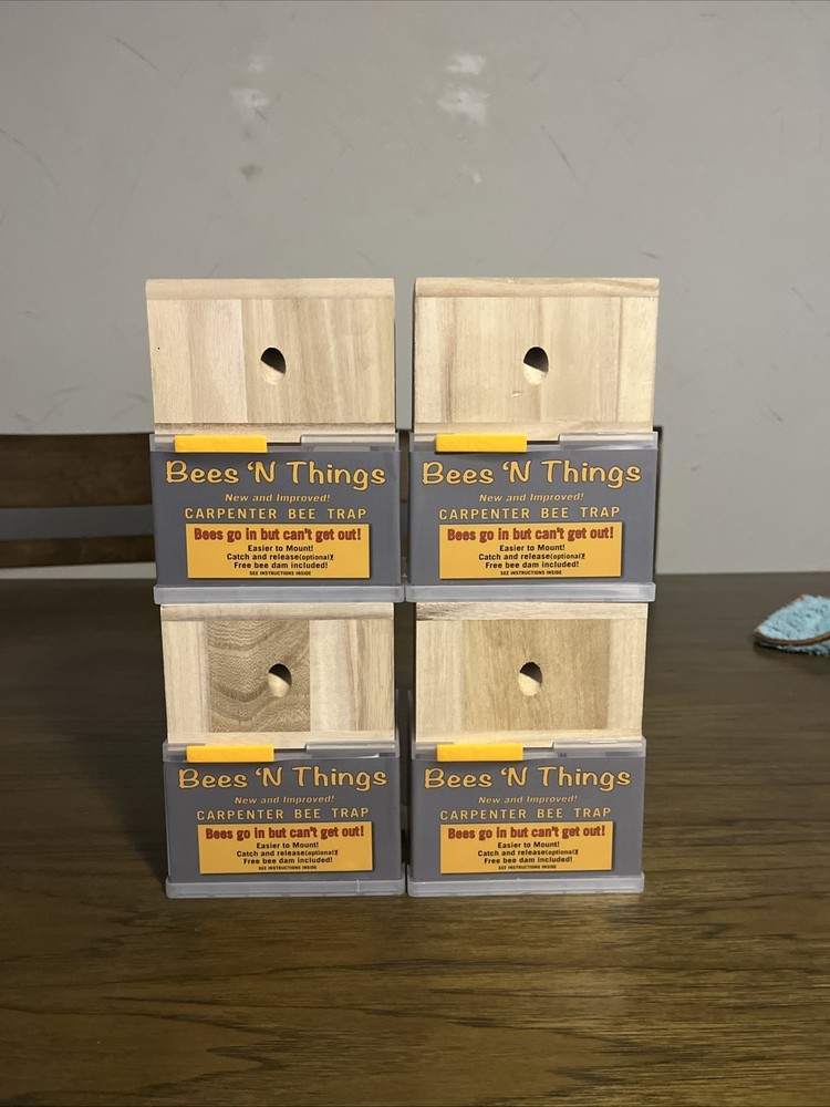 NEW Bees N Things Carpenter Bee Trap – Lot Of 4 – Wood Outdoor Non-Toxic