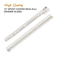 [Pack of 10 Pairs] 12-22″ Epoxy Coated White Euro Drawer Slides Kitchen Closet