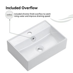 Washbasin Sink Bathroom Vessel Sink Ceramic Rectangular Wall Mount Floating Sink
