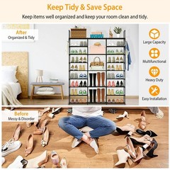 9 Tiers Large Capacity Metal Shoe Rack 50-Pair Shoe Organizer Shoe Storage Tall