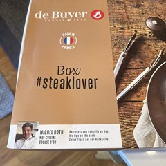 De Buyer Mineral B Round Carbon Steel Fry Pan,, 10 “ Steak Lover 3 Piece Set