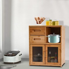 Bamboo Kitchen Countertop Cabinet Pantry Sideboard Storage Cabinet with Drawers