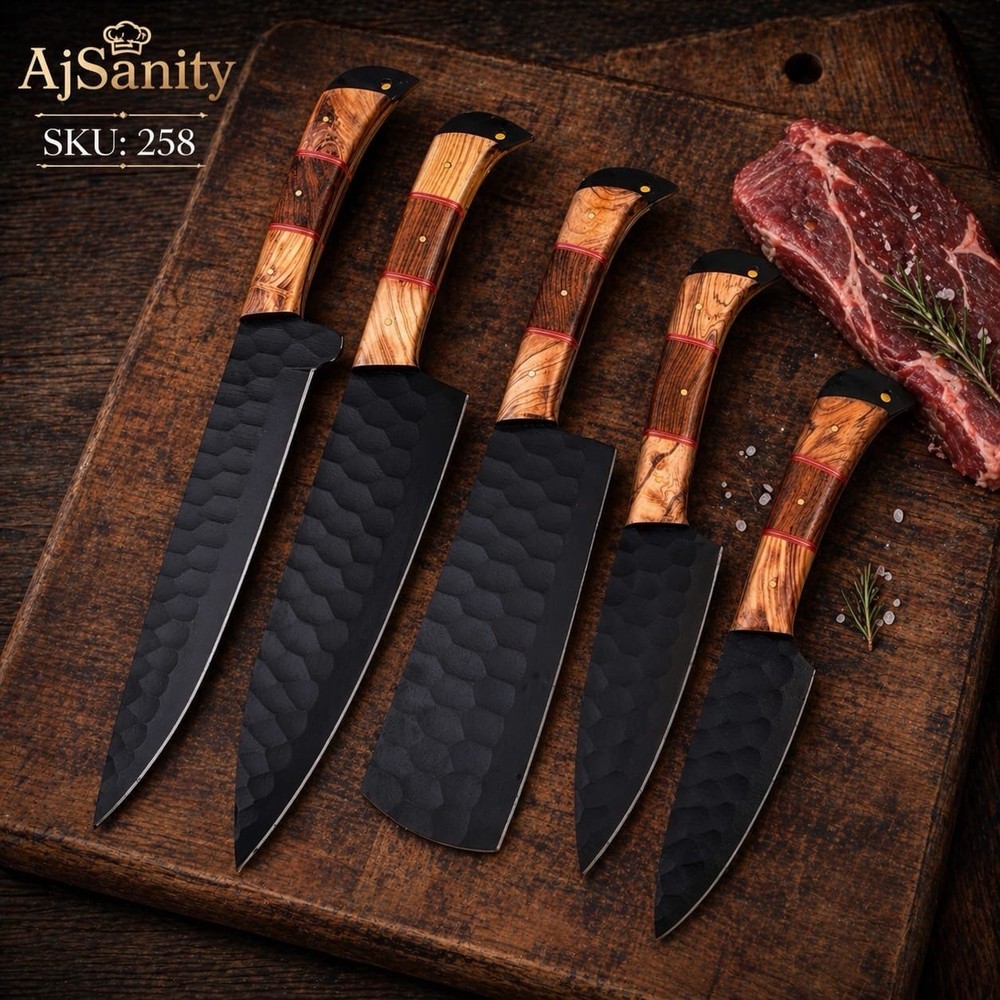 Hand Forged High Carbon Steel Chef Knives Set Kitchen Set Full Tang