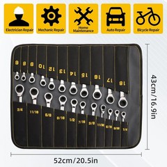 22PCS Ratcheting Wrench Set SAE Metric 72T w/ Pouch