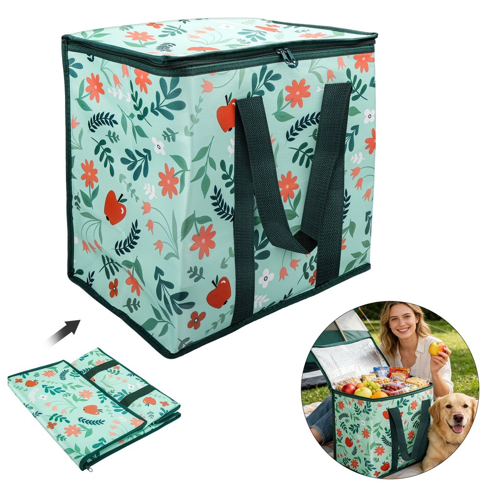 Large Insulated Cooler Bag Reusable Grocery Tote Bag Foldable for Picnics Travel