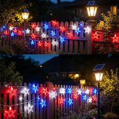 20 LED 4th of July Patriotic Star String Lights Red White Blue Decor