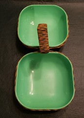 Vtg MCM Green Sweets & Nuts Burrite 300 Bowl, Burroughs Co, Los Angeles, Calif