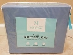 Martha Stewart Everyday KING Sheet Set 4pc Blue Easy Care NEW