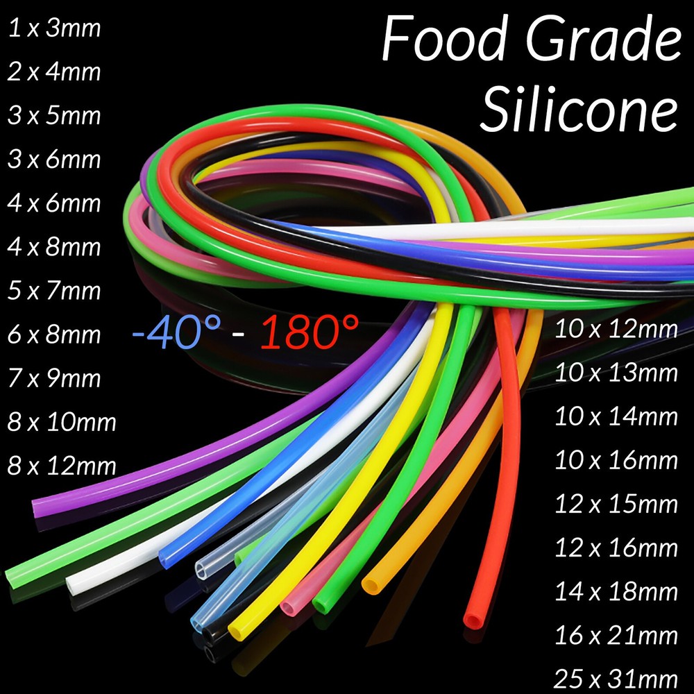 Silicone Vacuum Hose Pipe Tube Water Air Sizes 3mm 4mm 5mm 6mm 7mm 8mm ~ 25mm