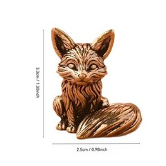 1PCS Brass Fox Animal Statue Small Sculpture Tabletop Figurine Home Decor Gifts