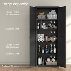 71″ Kitchen Pantry Storage Cabinet, Metal Storage Cabinet with Doors and Shelves