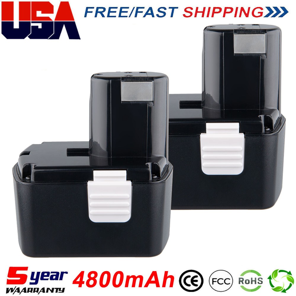 2Pac 4.8Ah for Hitachi EB1414S 14.4V Battery EB1412S BCL1830 EB14B EB14S 4800mAh