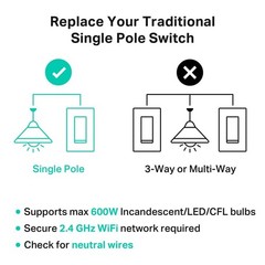Compact Light Almond Smart Light Switch – Voice Control with Alexa & Google