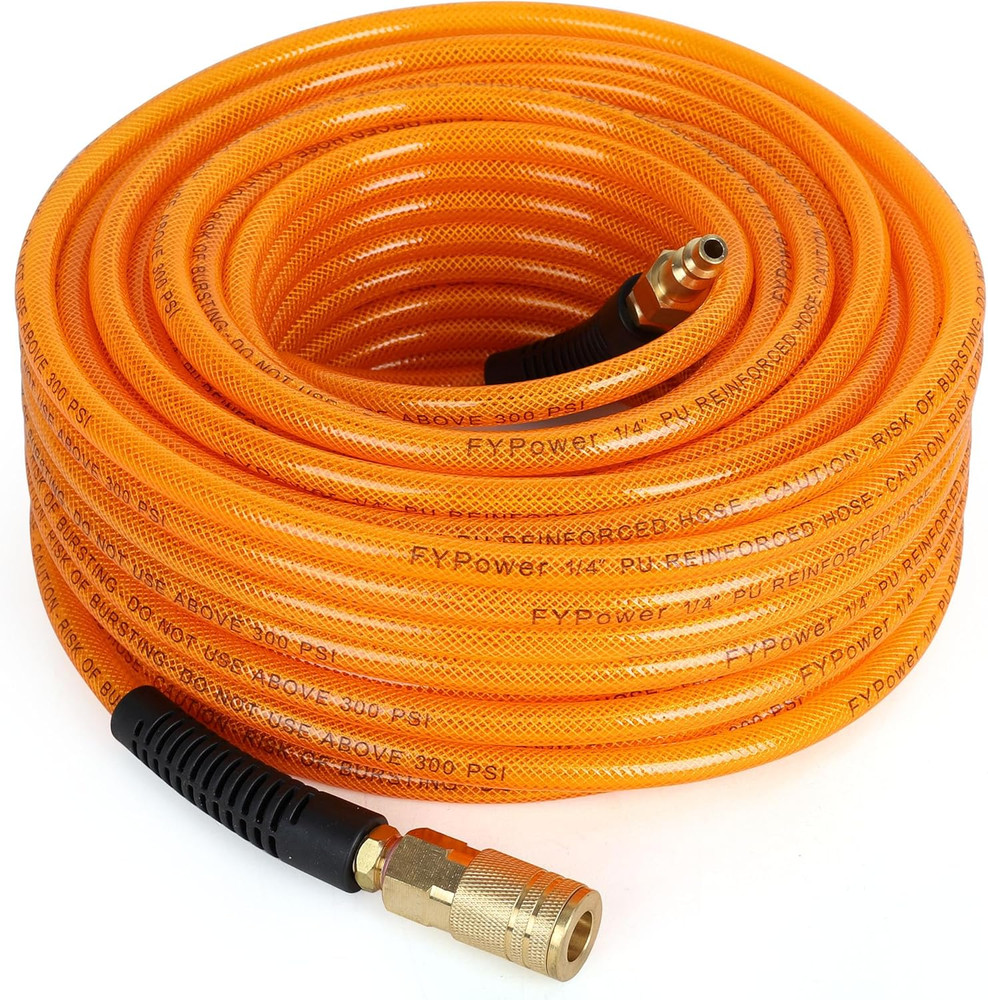 Air Compressor Hose 1/4 Inch X 100 Feet Flexeel Reinforced Polyurethane (PU) Air