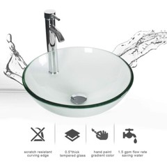 Bathroom Vessel Sink Glass Ceramic Bowl Drain Faucet Combo Pop Up Basin Set US