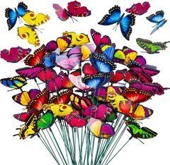 Butterfly Garden Decorations 9.8in Plastic Butterfly Stakes Ornaments Waterproof