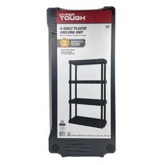Hyper Tough 4-Tier Plastic Shelving Unit, Heavy Duty Garage Storage Rack, 280lb