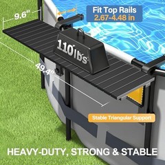 Swim Up Bar Table for Above Ground Pools – 49.4″×9.6″ Galvanized Iron Black