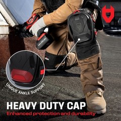 Heavy Duty Knee Pads for Men – Construction, Ankle Support, Anti-Slip Cap, Gel P