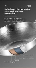 Hammered Titanium Pan, Stainless Steel Layer, Natural Oil Film Non Stick