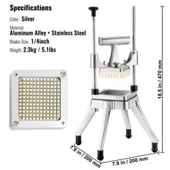 VEVOR 1/4” Vegetable Dicer Commercial Fruit Slicer Chopper French Fry Cutter